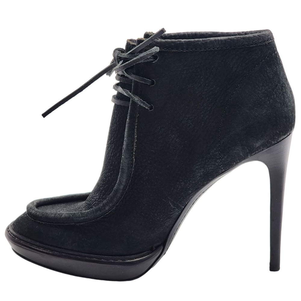 BURBERRY Prorsum Stiletto Black Leather Shearling Fur Lace-Up Booties 39 8.5 - Picture 5 of 9